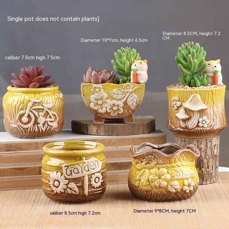 image-Succulent Bonsai Braised Purple Sand Simple Small Flower Pot