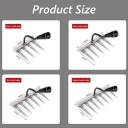 image-4 PCS Iron Rake, Garden Rake, Iron Rake The Heavy-Duty Iron Weeding Rake, Iron Rake Weeder With Handle, Iron Hoe Rake For Backyard Gardening Weeding Loosening Farm Planting - 4, 5, 6, 7 Tines