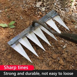 image-4 PCS Iron Rake, Garden Rake, Iron Rake The Heavy-Duty Iron Weeding Rake, Iron Rake Weeder With Handle, Iron Hoe Rake For Backyard Gardening Weeding Loosening Farm Planting - 4, 5, 6, 7 Tines