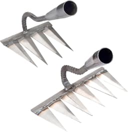 image-2 PCS Carbon Garden Hand Rake Tool Metal Heavy Duty Weeding Rake Iron Hoe Rake For Backyard Gardening Weeding Loosening Farm Planting - 4 And 6 Tines