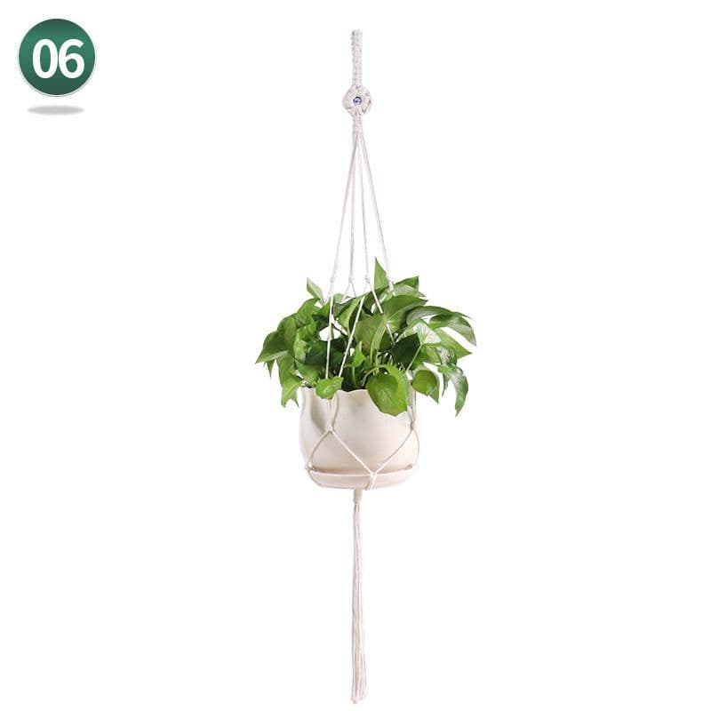 image-Handmade Woven Flower Pot Net Pocket Hanging Gardening