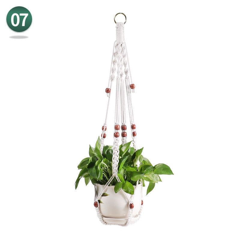 image-Handmade Woven Flower Pot Net Pocket Hanging Gardening