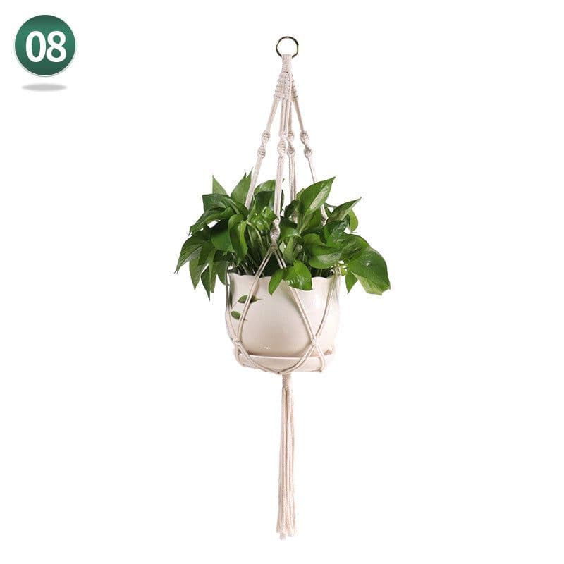 image-Handmade Woven Flower Pot Net Pocket Hanging Gardening