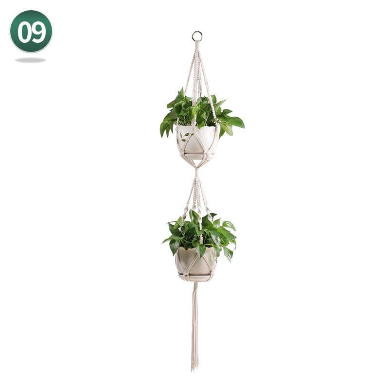 image-Handmade Woven Flower Pot Net Pocket Hanging Gardening
