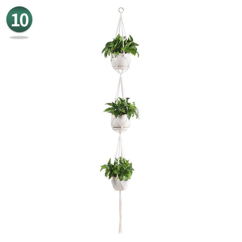 image-Handmade Woven Flower Pot Net Pocket Hanging Gardening