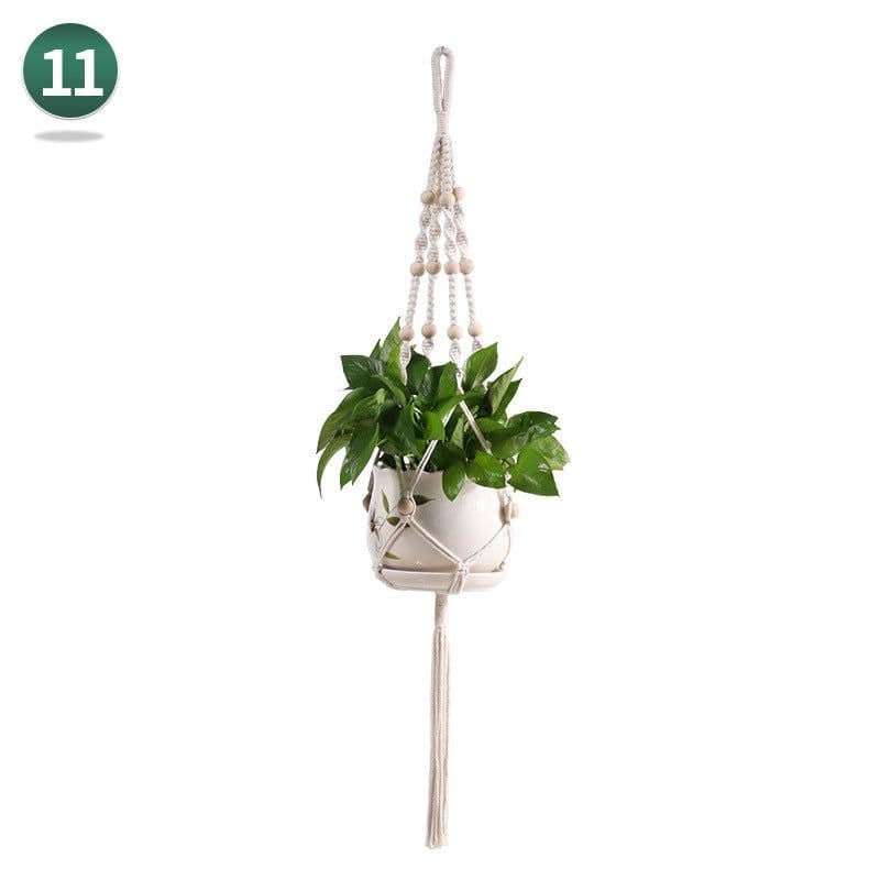 image-Handmade Woven Flower Pot Net Pocket Hanging Gardening