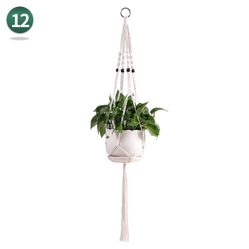 image-Handmade Woven Flower Pot Net Pocket Hanging Gardening