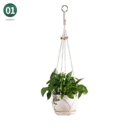 image-Handmade Woven Flower Pot Net Pocket Hanging Gardening