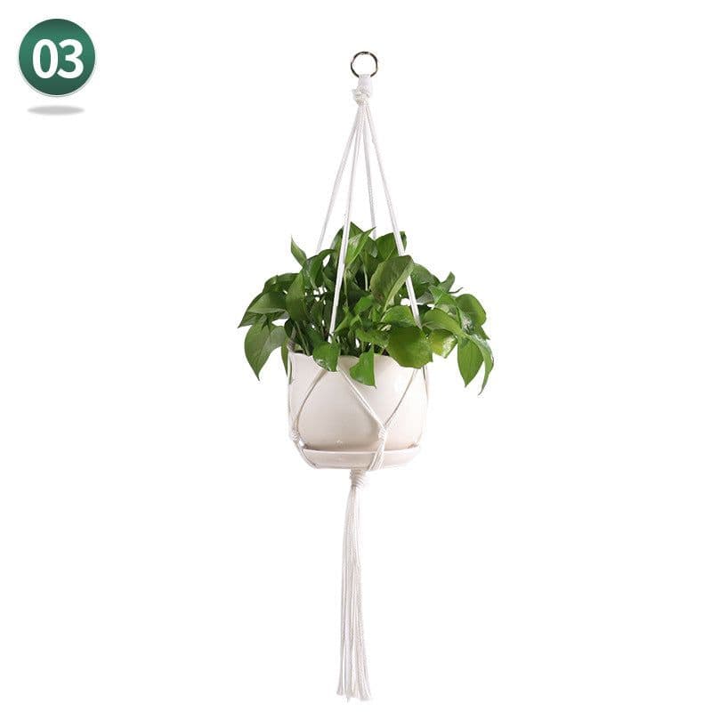 image-Handmade Woven Flower Pot Net Pocket Hanging Gardening