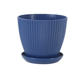 image-Plastic Resin Thickened Vertical Stripes Green Plant Pot Colorful Round Flower Pot