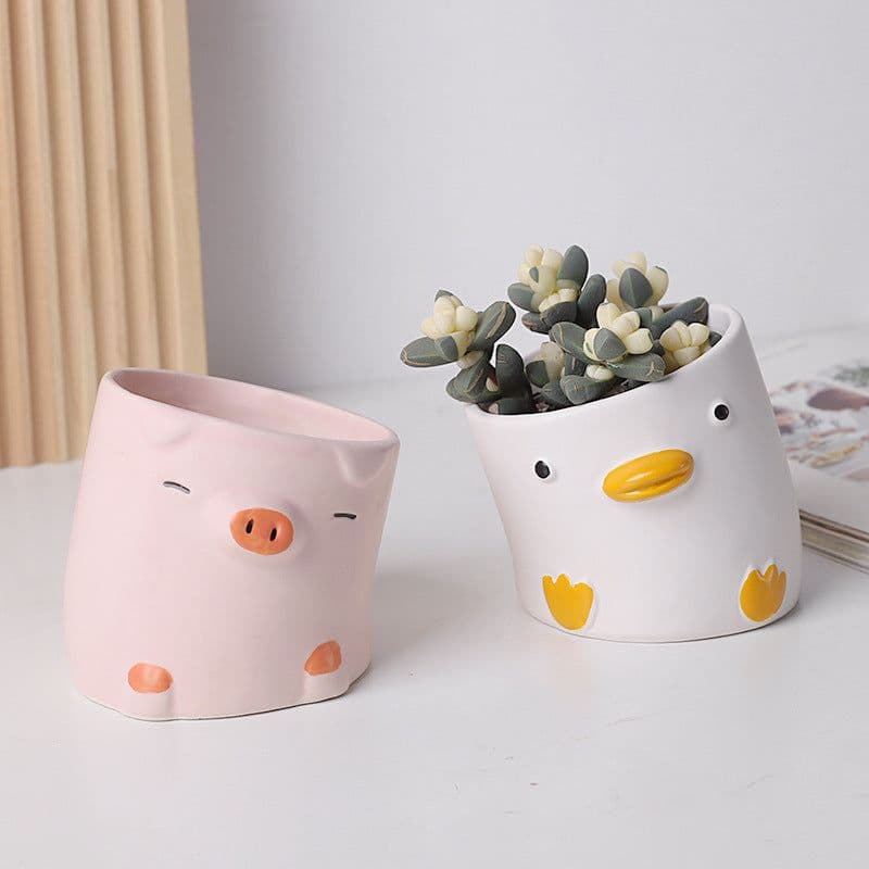 image-Creative Cartoon Animal Succulent Plant Small Flower Pot