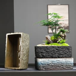 image-Simple Rectangular Stoneware Hydroponic Flowerpot