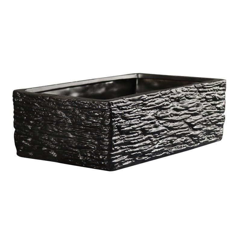 image-Simple Rectangular Stoneware Hydroponic Flowerpot