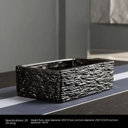 image-Simple Rectangular Stoneware Hydroponic Flowerpot