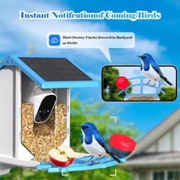 image-Smart Bird Feeder With Camera,Solar-Powered WiFi 4MP Live Camera,AI Identify Bird Species Auto Capture Garden Bird Watching&Motion Detection,Ideal Gift For Bird Lovers,Blue
