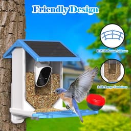 image-Smart Bird Feeder With Camera,Solar-Powered WiFi 4MP Live Camera,AI Identify Bird Species Auto Capture Garden Bird Watching&Motion Detection,Ideal Gift For Bird Lovers,Blue