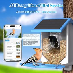 image-Smart Bird Feeder With Camera,Solar-Powered WiFi 4MP Live Camera,AI Identify Bird Species Auto Capture Garden Bird Watching&Motion Detection,Ideal Gift For Bird Lovers,Blue