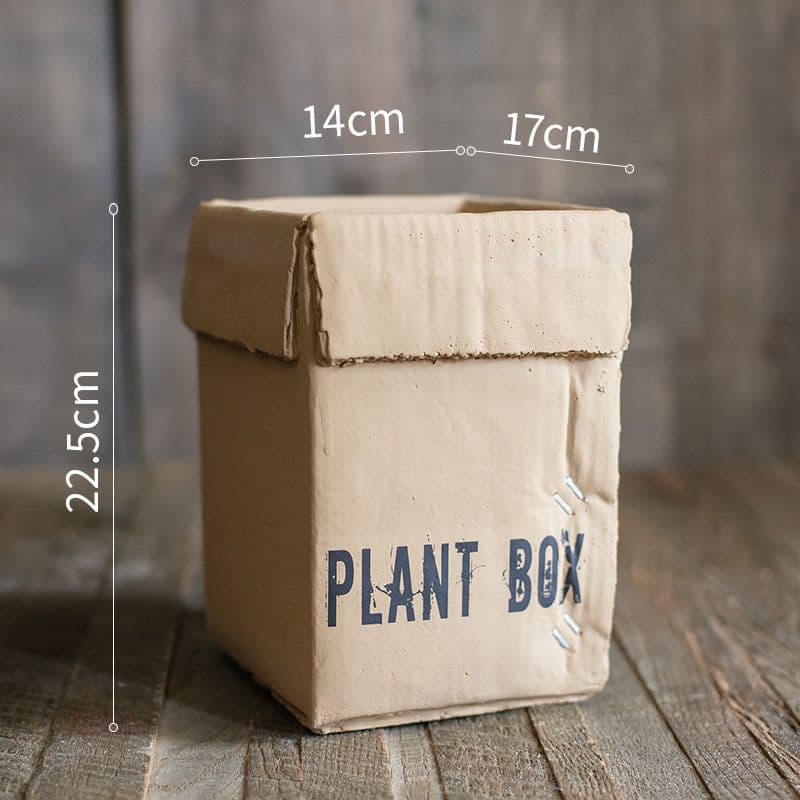 image-Cement Brown Paper Box Flowerpot Creative Planting Indoor Balcony