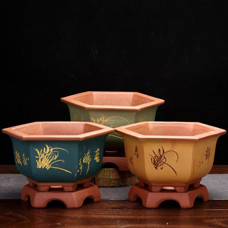 image-Flowerpot With Base Gardening Desktop Green Plant Succulent Landscape Basin