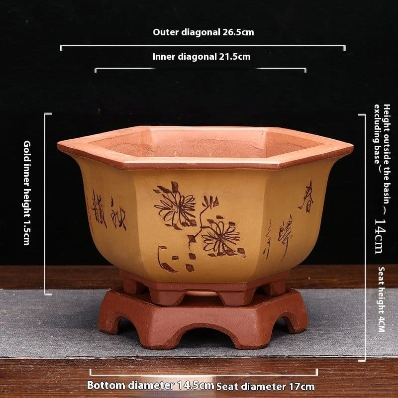 image-Flowerpot With Base Gardening Desktop Green Plant Succulent Landscape Basin