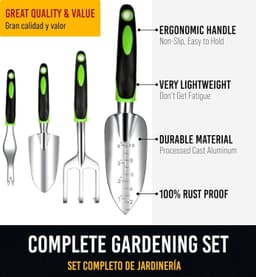 image-Heavy Duty Garden Tools 9Pieces Set - Rust Proof, Ergonomic Gardening Hand Tools Garden Gifts For Mom And Dad