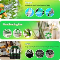 image-Heavy Duty Garden Tools 9Pieces Set - Rust Proof, Ergonomic Gardening Hand Tools Garden Gifts For Mom And Dad