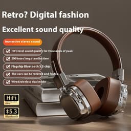 image-Retro Wireless Bluetooth 5.3 Head-mounted Dynamic Bass Boost Headset