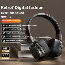 image-Retro Wireless Bluetooth 5.3 Head-mounted Dynamic Bass Boost Headset
