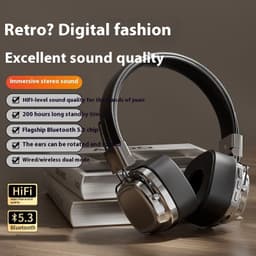 image-Retro Wireless Bluetooth 5.3 Head-mounted Dynamic Bass Boost Headset