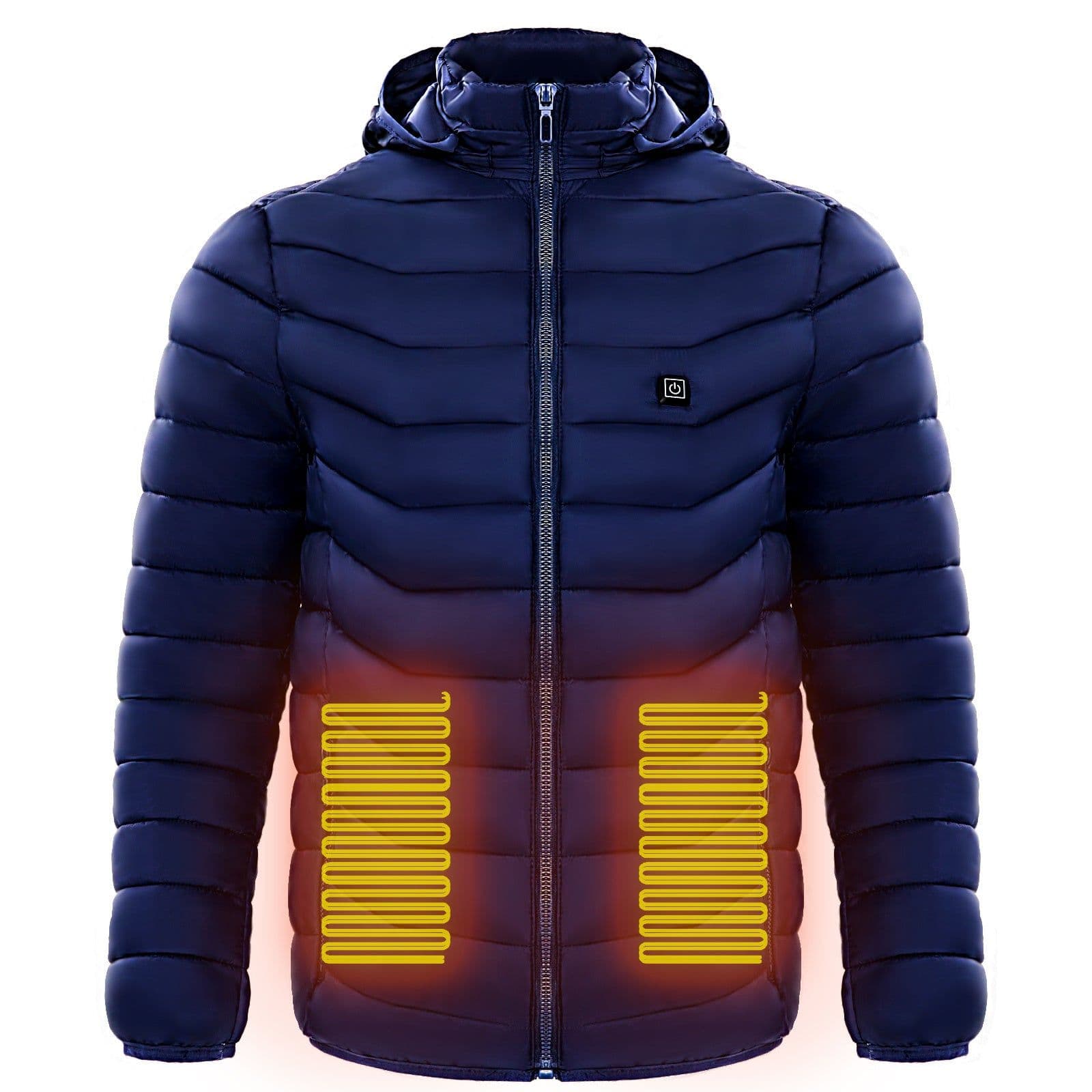 image-Men Heated Puffer Jacket Electric Heating Coat Insulated Hood Windbreaker 9Heat Zones