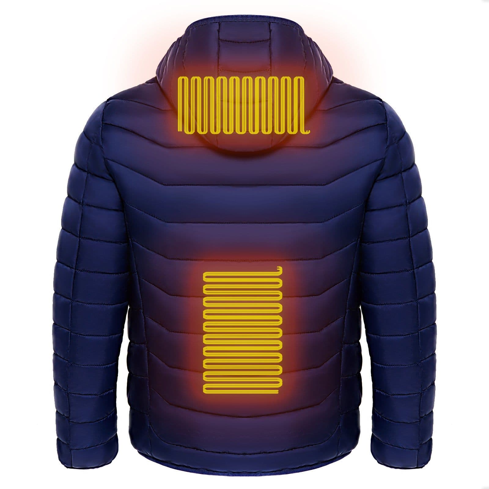 image-Men Heated Puffer Jacket Electric Heating Coat Insulated Hood Windbreaker 9Heat Zones