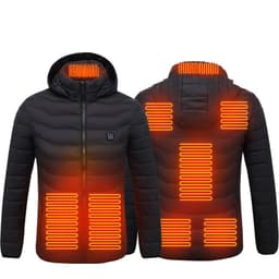 image-Men Heated Puffer Jacket Electric Heating Coat Insulated Hood Windbreaker 9Heat Zones