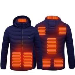 image-Men Heated Puffer Jacket Electric Heating Coat Insulated Hood Windbreaker 9Heat Zones