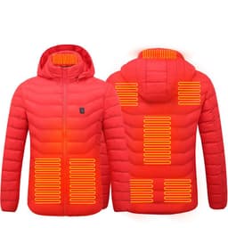 image-Men Heated Puffer Jacket Electric Heating Coat Insulated Hood Windbreaker 9Heat Zones