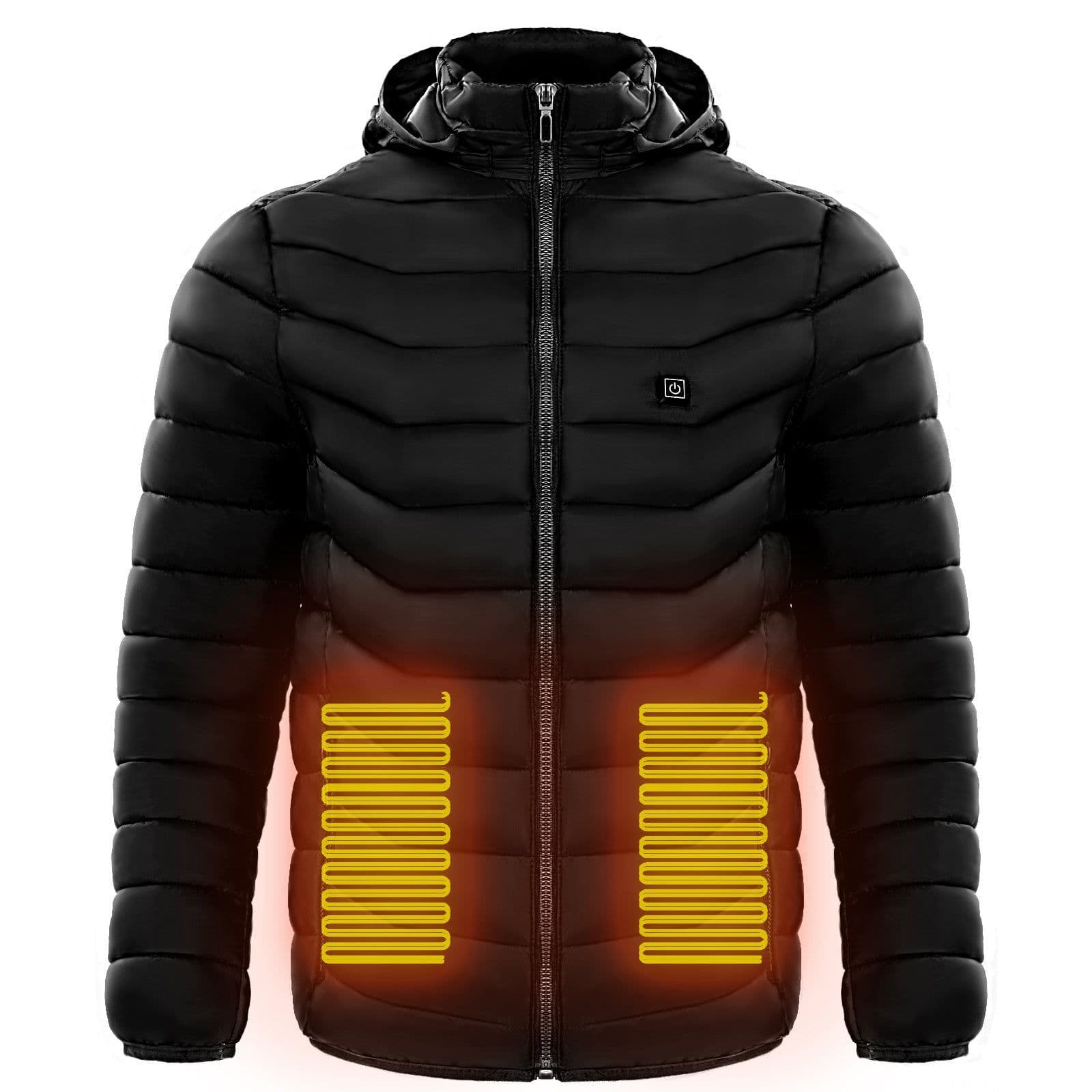 image-Men Heated Puffer Jacket Electric Heating Coat Insulated Hood Windbreaker 9Heat Zones