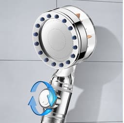 image-Pressurized Nozzle Turbo Shower Head One-Key Stop Water Saving High Pressure Shower Head Magic Water Line Bathroom Accessor