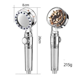 image-Pressurized Nozzle Turbo Shower Head One-Key Stop Water Saving High Pressure Shower Head Magic Water Line Bathroom Accessor