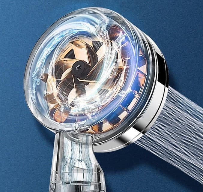 image-Pressurized Nozzle Turbo Shower Head One-Key Stop Water Saving High Pressure Shower Head Magic Water Line Bathroom Accessor