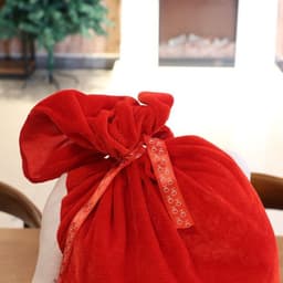 image-Santa Claus Golden Velvet Cloth Candy Backpack