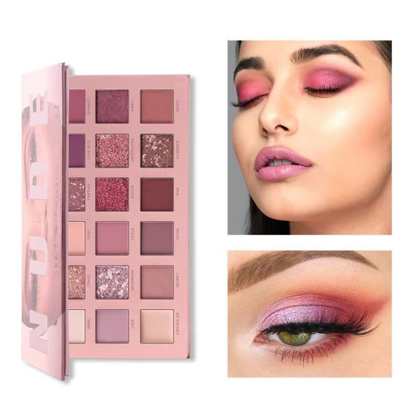 image-18 Colors Nude Shimmer Matte Eyeshadow Palette Makeup Natural Color Pigmentation Eyeshadow Powder Long Lasting Eyeshadow