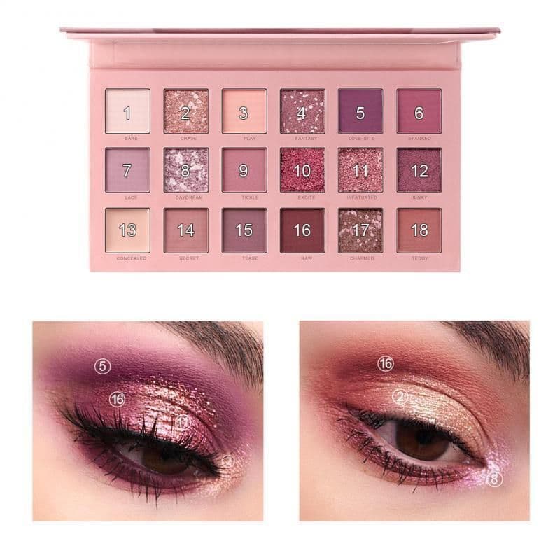 image-18 Colors Nude Shimmer Matte Eyeshadow Palette Makeup Natural Color Pigmentation Eyeshadow Powder Long Lasting Eyeshadow