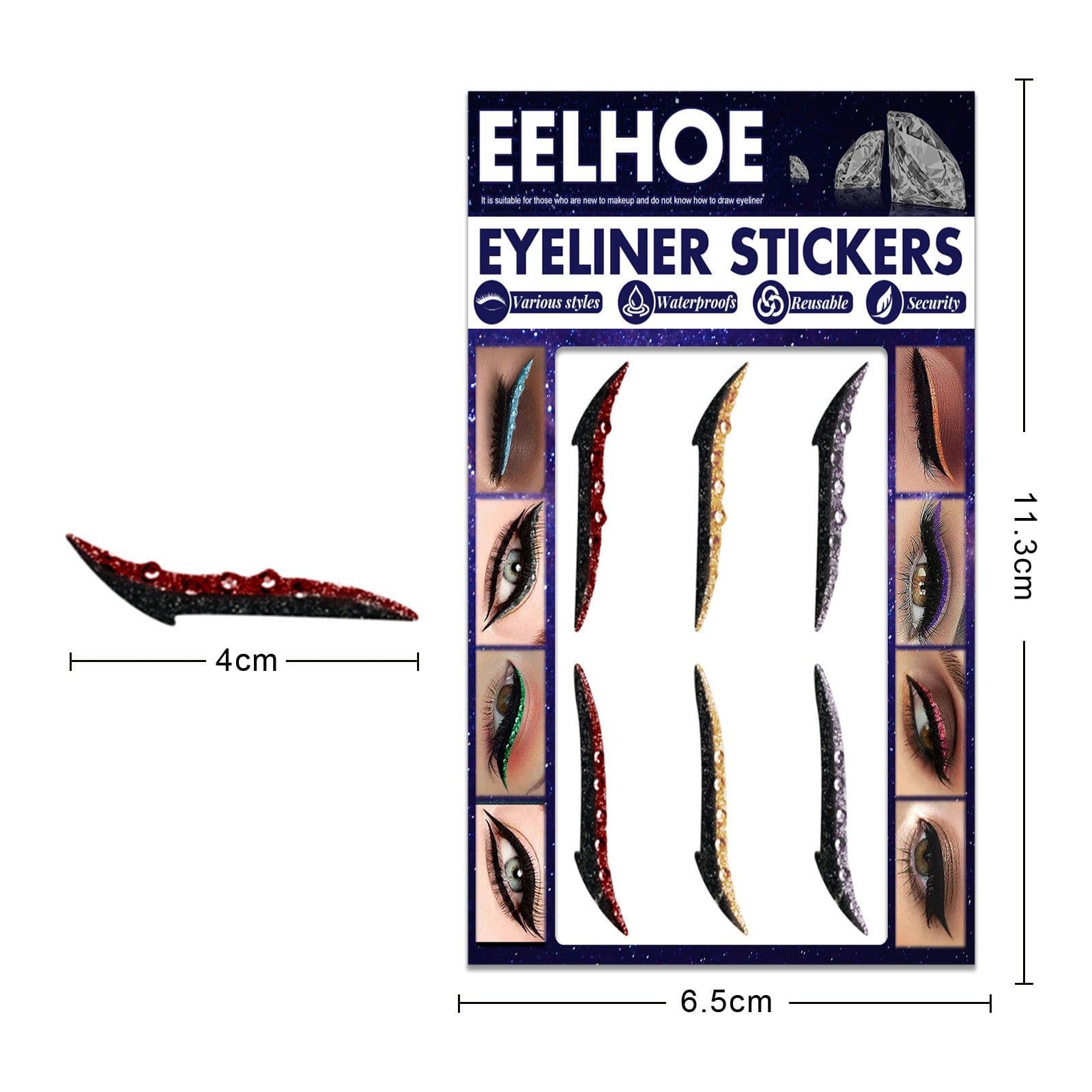 image-Colored Diamonds Eyelid Line Sticker Waterproof Self-adhesive Eye Liner Eyeliner Stickers Party Sexy Cat Eyes Beauty Makeup Tool