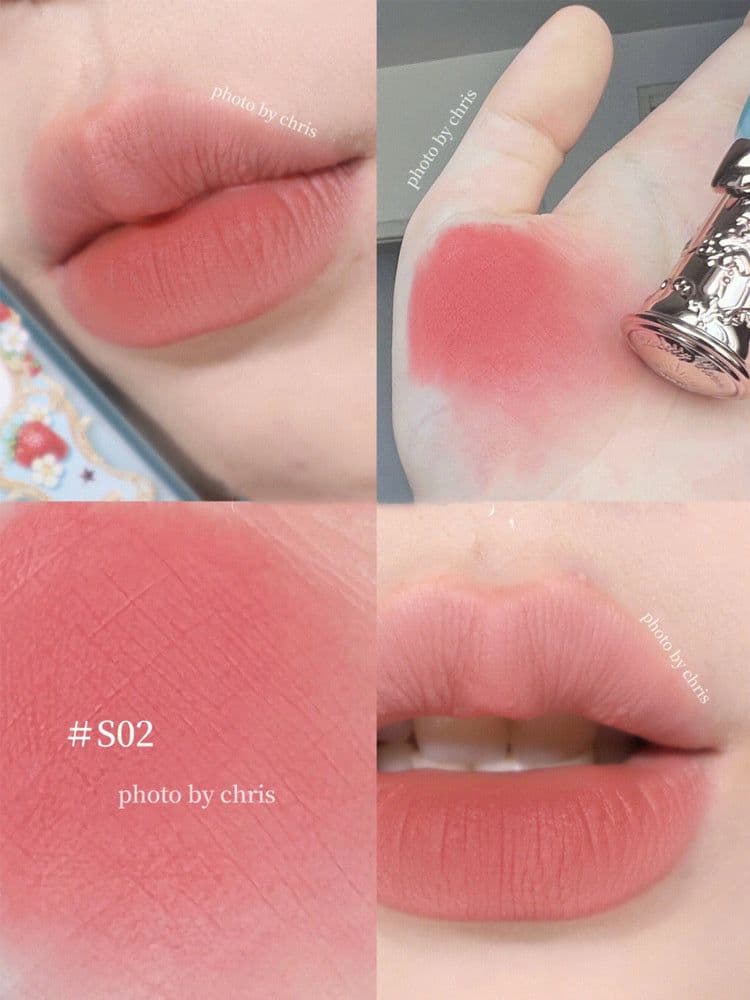 image-Flower Knows Strawberry Rococo Series Embossed Blush Velvet Matte Lip Glaze