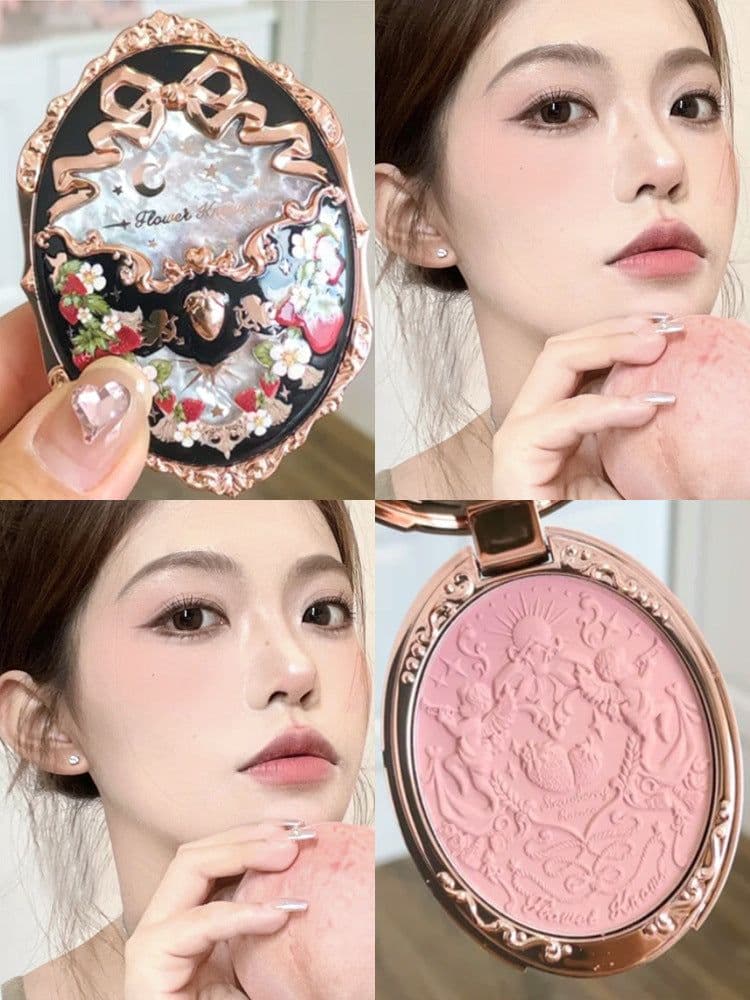 image-Flower Knows Strawberry Rococo Series Embossed Blush Velvet Matte Lip Glaze