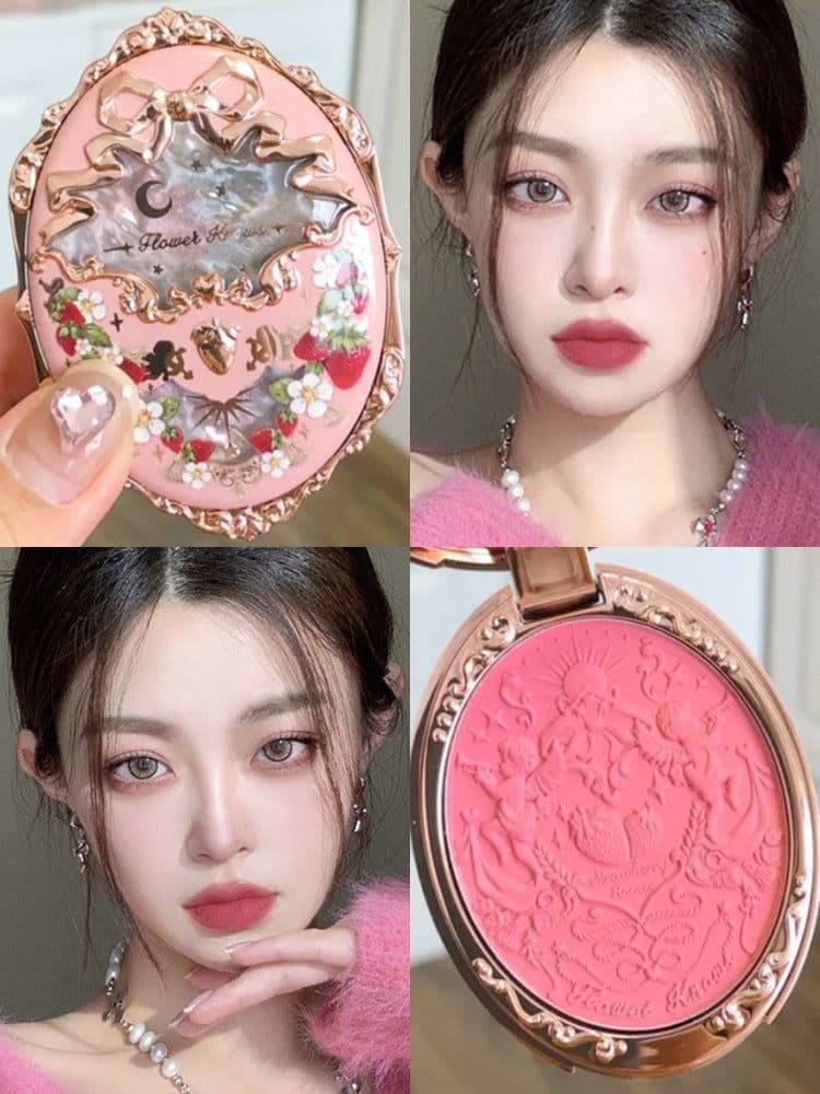 image-Flower Knows Strawberry Rococo Series Embossed Blush Velvet Matte Lip Glaze