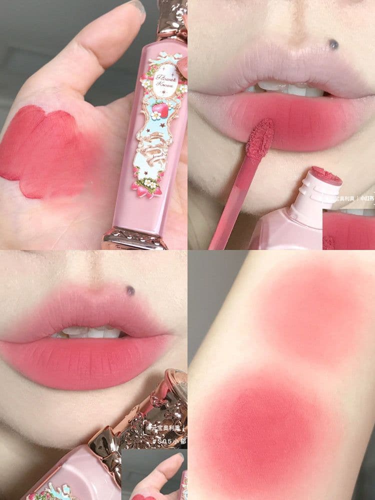 image-Flower Knows Strawberry Rococo Series Embossed Blush Velvet Matte Lip Glaze