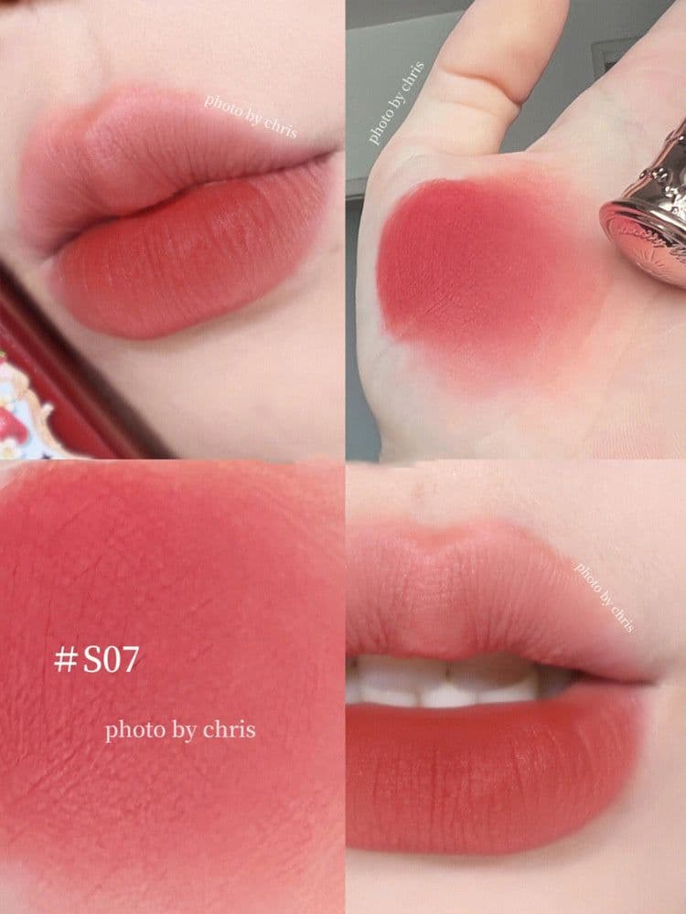 image-Flower Knows Strawberry Rococo Series Embossed Blush Velvet Matte Lip Glaze