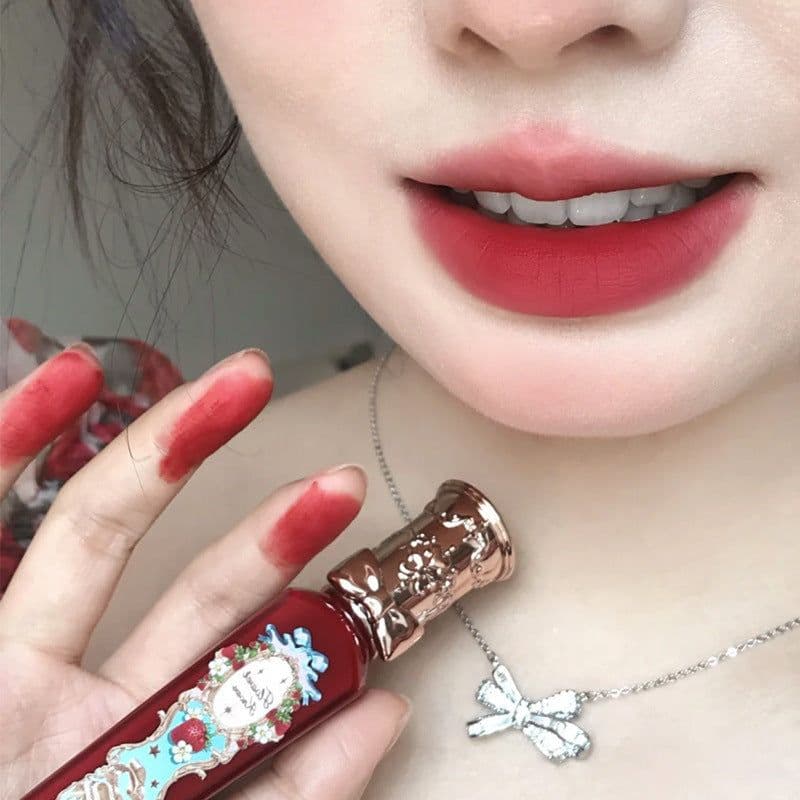 image-Flower Knows Strawberry Rococo Series Embossed Blush Velvet Matte Lip Glaze