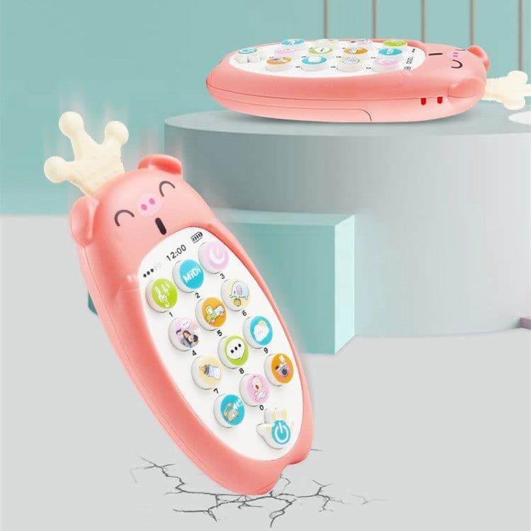 image-Baby Enlightenment Music Mobile Phone Creative Early Education Can Bite Radish Phone Toys