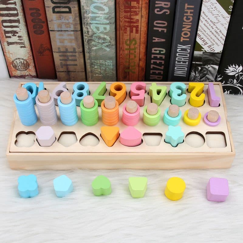 image-Wooden Children's Digital Shape Multi-in-one Puzzle Puzzle Early Education Toys